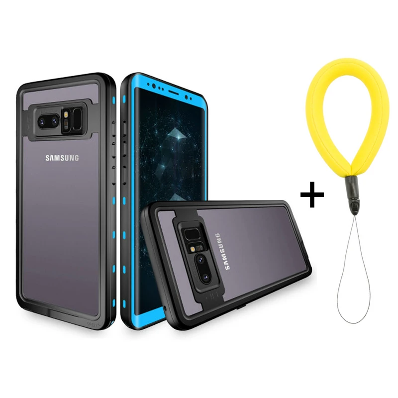 Чехол для samsung S10Plus чехол S10 5G Водонепроницаемый чехол 360 защиты IP68 Note9 samsung Galaxy Note 9 чехол для samsung S9 Etui S10e - Цвет: Lake blue with strap