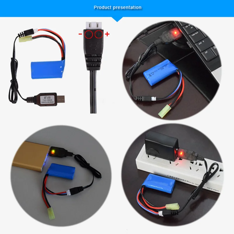 

2pcs New USB Battery Charger Cable Wire for 7.4V Lipo Battery XH-3 Pin Plug Remote Control Toys Charging Cable Accessories