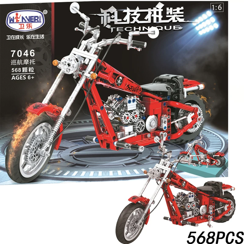 

MOC City Cruising motorcycle 568pcs High-tech Creator Model Building Blocks Bricks enlighten Toys For children Christmas Gifts