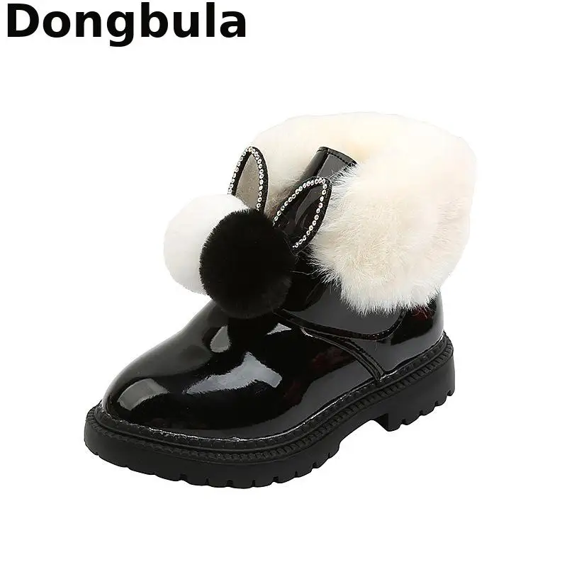 

Kids Boots For Toddler Girl Snow Martin Boots British Style Princess Leather Boots Little Girl Shoes Non-slip Children Fur Shoes