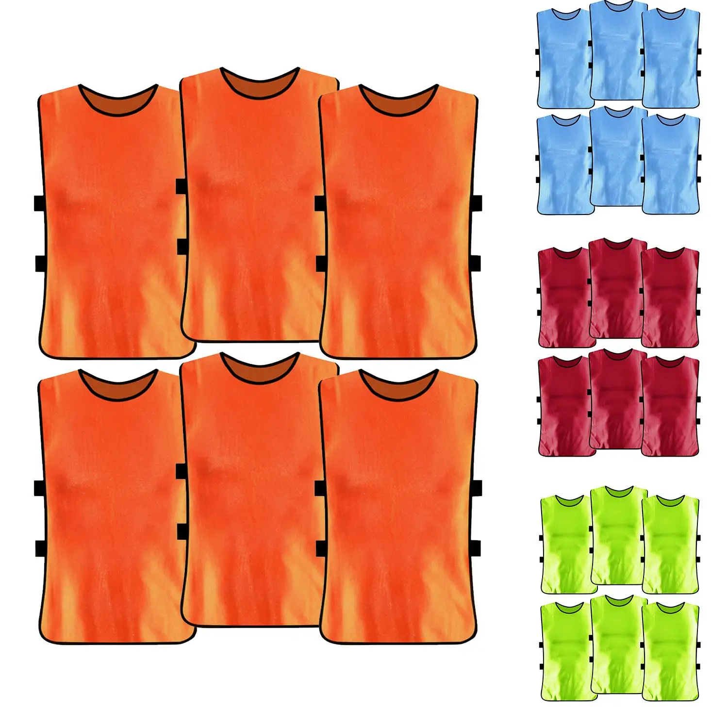 6 PCS Adults Kids Soccer Pinnies Quick Drying Football Jerseys Vest Scrimmage Practice Sports Vest Breathable Team Training Bibs