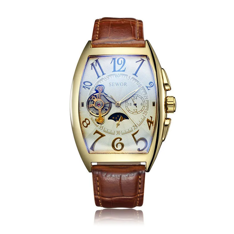 Модные деловые механические часы tourbillon мужские в европейском и американском