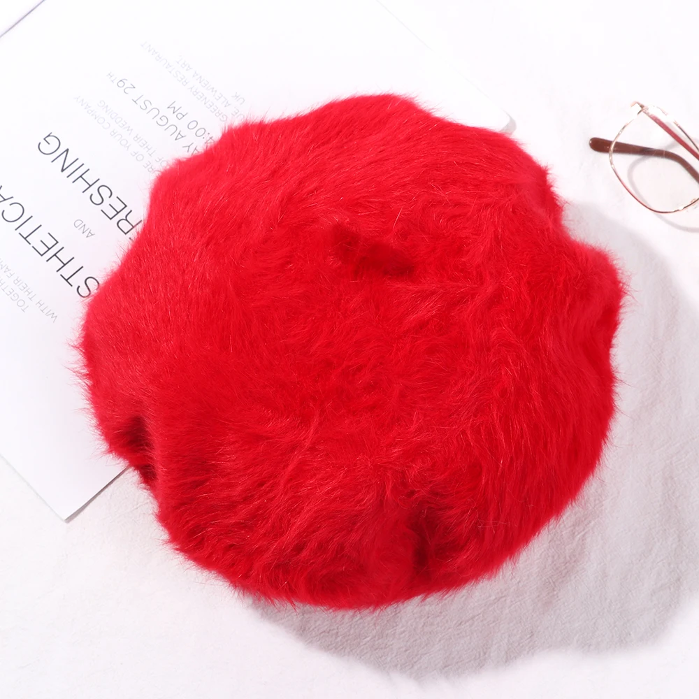 Берет женский из искусственного кроличьего меха ярких цветов | Аксессуары для