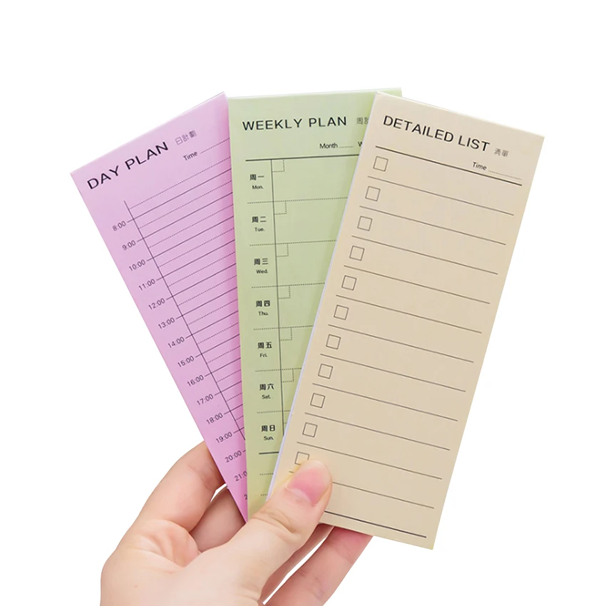 20Packs/lot Cute Day Week Month Plan Detailed List Memo Sticky Pad Notes students gift office school Stationery supplies |