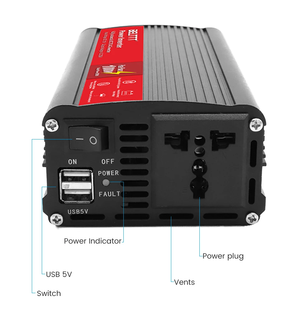 SUNYIMA чистая Синусоидальная волна инвертор 12 V/24 V к переменному току 220V 1000W Напряжение трансформатор двойной светодиодный Дисплей переключатель Мощность усилитель конвертера
