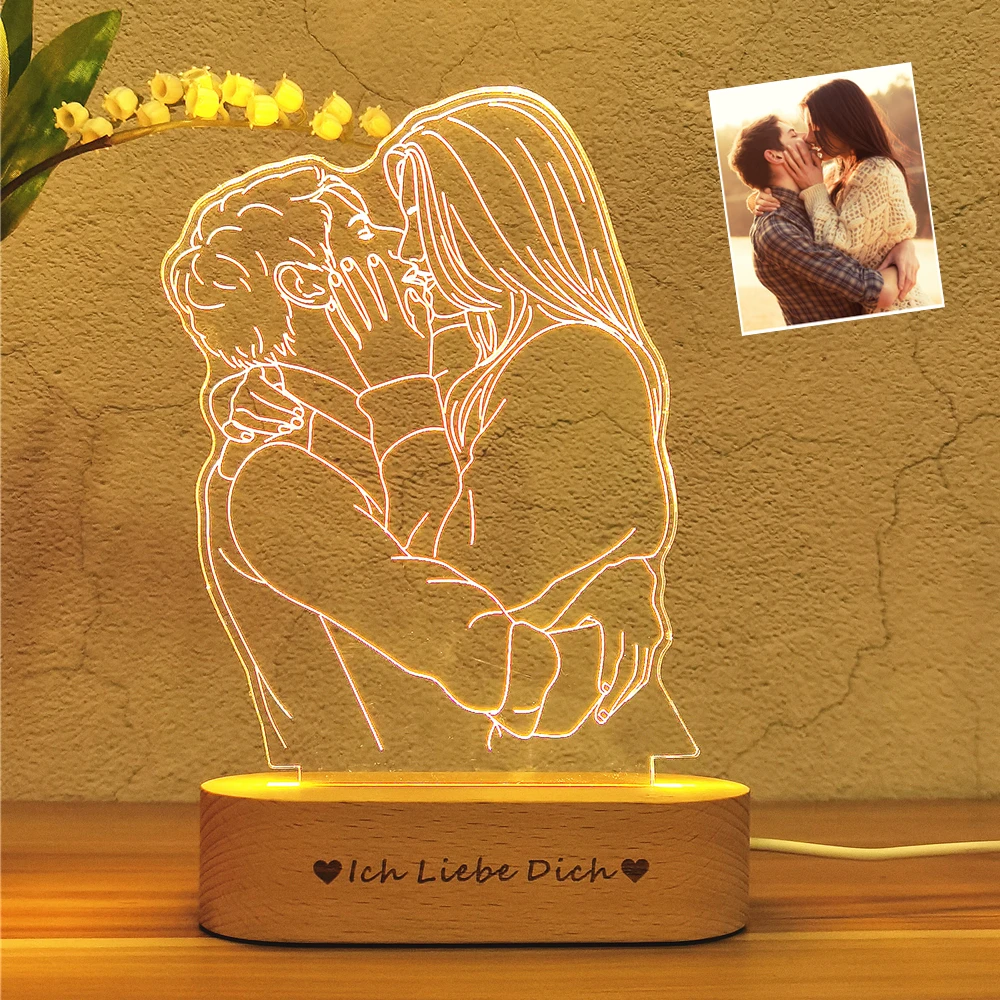 Personalized Customized Photo 3D Light Graphic Night Light Couple Wedding Anniversary Birthday Mother's Day Father's Day Gift