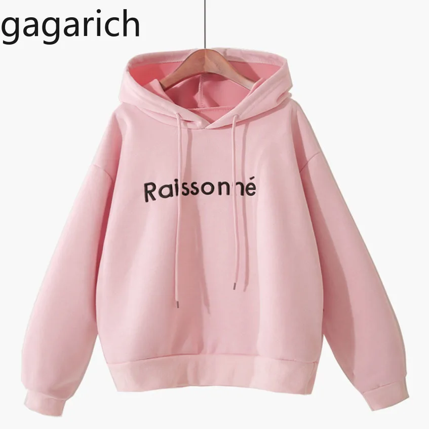 Gagarich Женская толстовка 2020 Корейская шапка с вышитыми буквами одноцветная Джокер