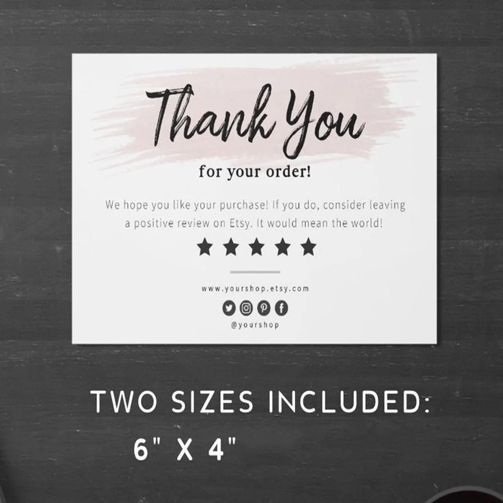 Заказные современные спасибо за ваш заказ карты шаблон 6x4 Размер продавец бизнес