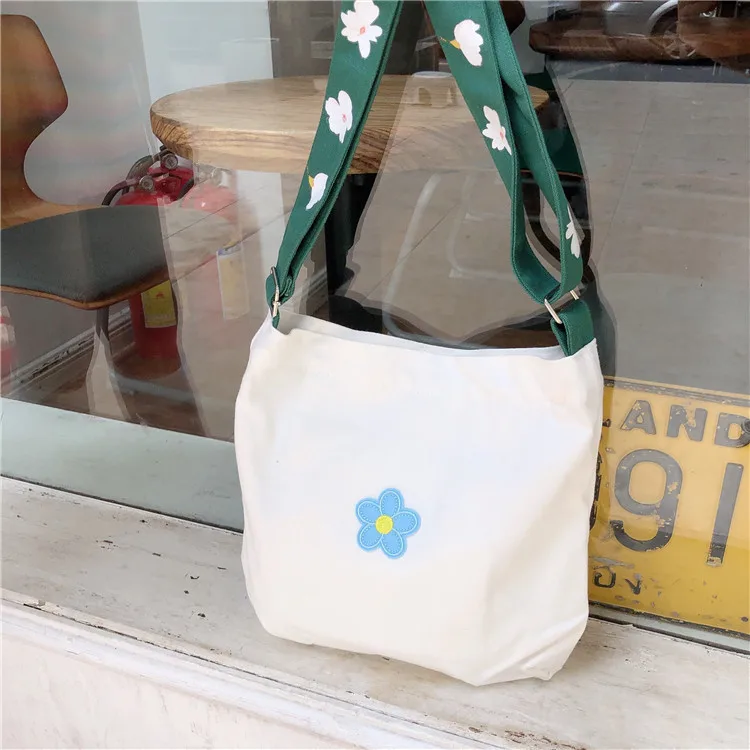 2019 корейский стиль Холщовая Сумка через плечо с цветочным принтом сумки на
