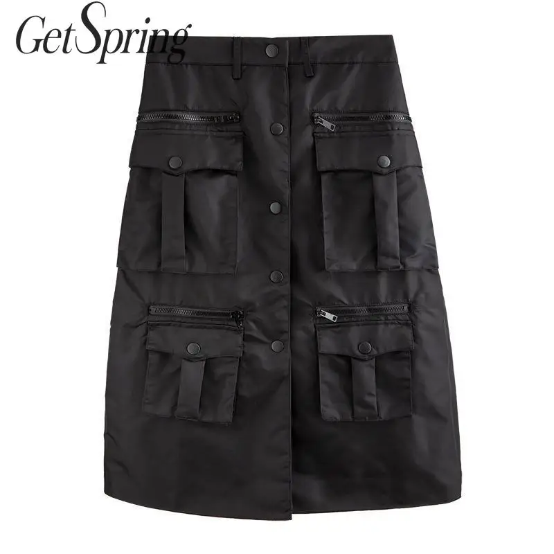 Getвесенняя Женская юбка одноцветная с высокой талией средняя Ретро стиль