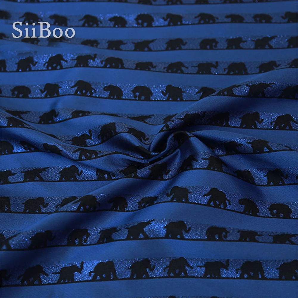 Американский стиль роскошное Королевское синее с черным принтом слона ткань для