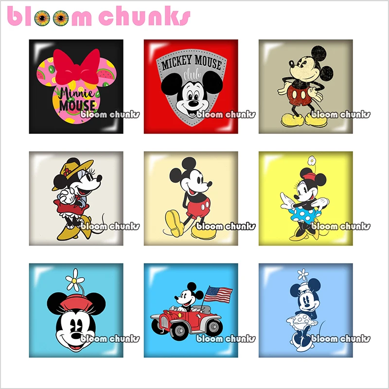 Мультяшная мышь фото для квадратного стеклянного кабошона demo плоская задняя