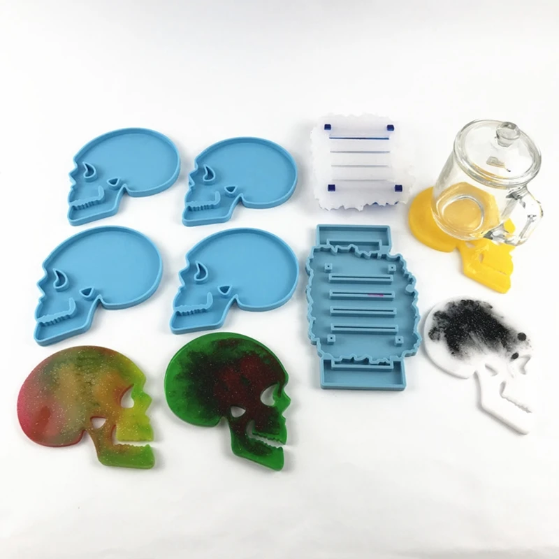 

Skeleton Coaster Epoxy Resin Mold Cup Mat Casting Silicone Mould DIY Crafts Jewelry Placement Plate Decoration Making Tools C7AE