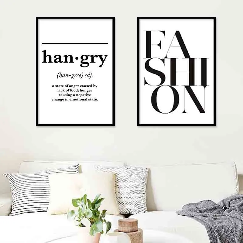 Надпись слова цитаты картина скандинавский постер Hangry Аннотация холст живопись