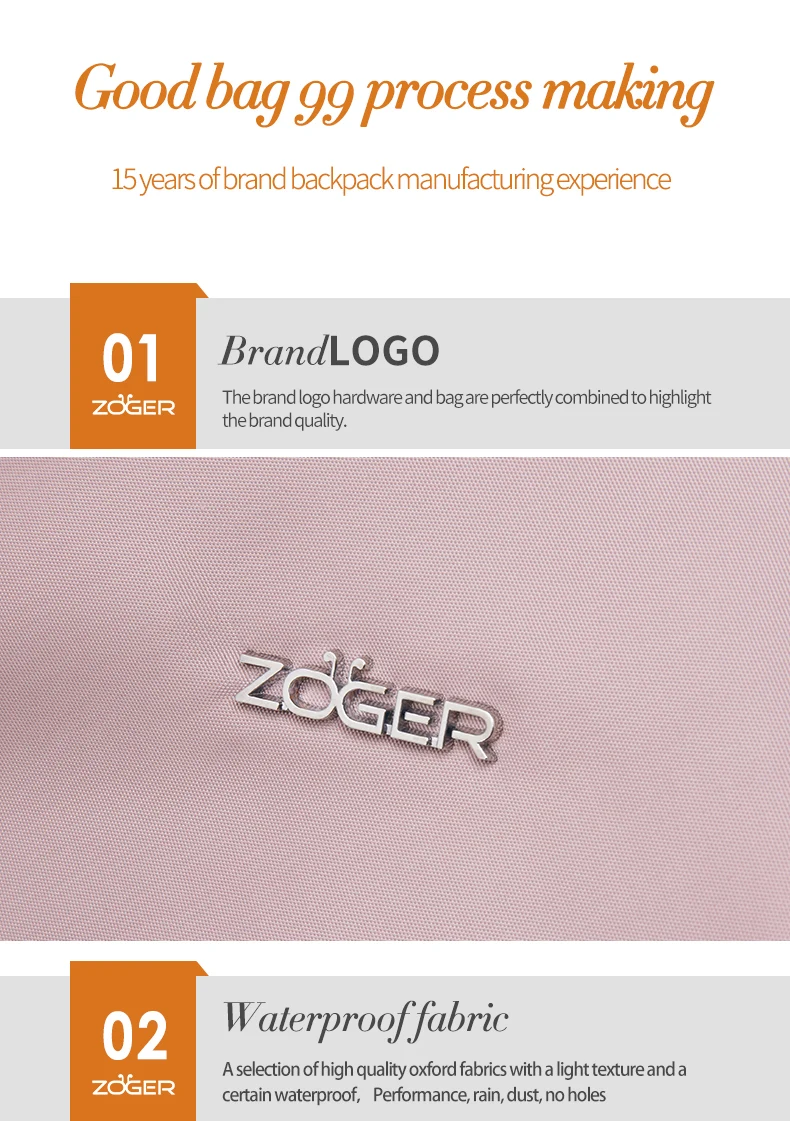 ZOGER Oxford cloth ultra light shoulder bag Korean version new college student bag female simple wild backpack