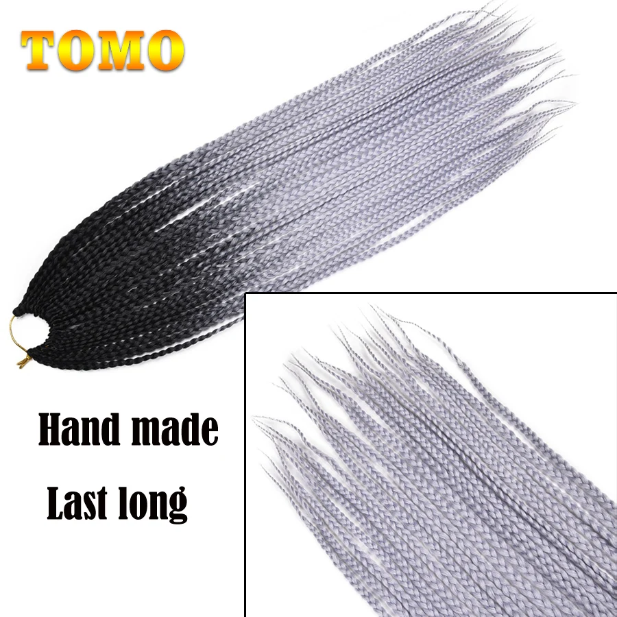 Tomo Омбре Box косы вязаные крючком волосы 24 дюйма красочные синтетические Zizi