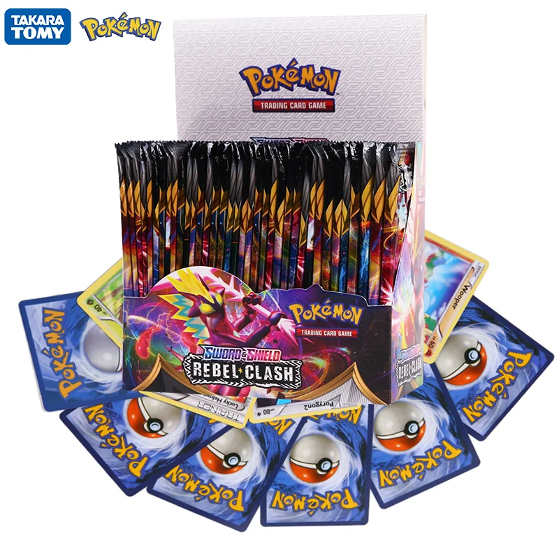 

324Pcs/Box Pokemon Cards TCG:Sword&Shield Sun&Moon REBEL CLASH English Trading Card Game Booster Box Collectible Kid Toys Gift