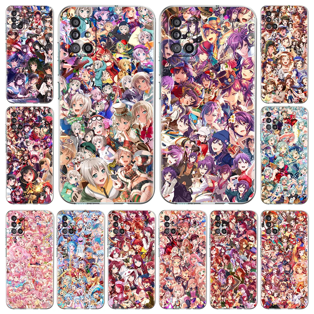 

BanG Dream Anime Cute Sexy Girl Phone Case For Samsung Galaxy A51 A71 A21S A12 A11 A31 A41 A52 A32 5G A72 A01 A02S Clear Cover