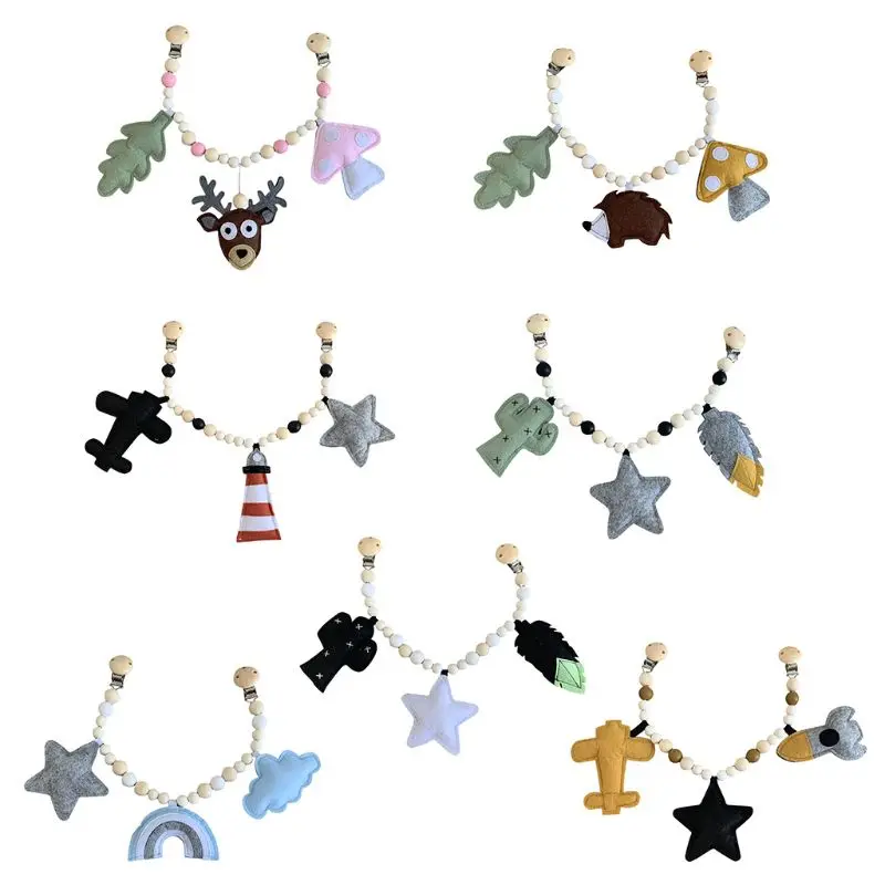 

Baby Wood Pacifier Clip Chain Pram Mobile Rattle Stroller Bed Bell Toys Handmade Nipple Holder Infant Teether Soother Leash Str