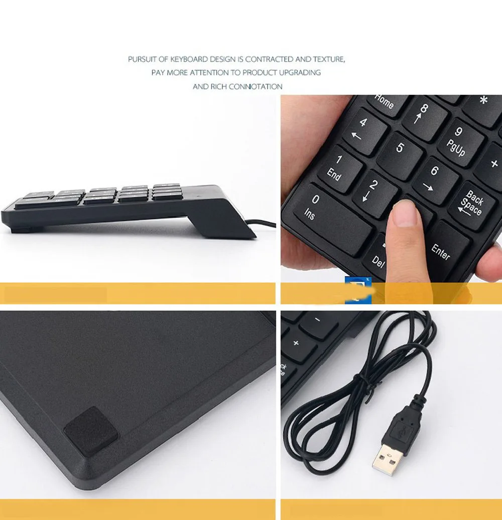 

Wired USB numeric keyboard Mini ultra-thin numeric keyboard 18 keys suitable for laptops, PCs, desktops, laptops, etc.