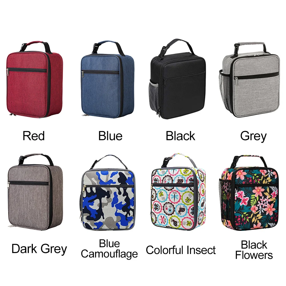 

Cooler Tote Lunch Bag Insulated Thermal Work Zipper Picnic Portable Aluminum Foil Office School Students Mesh Pocket Carrying