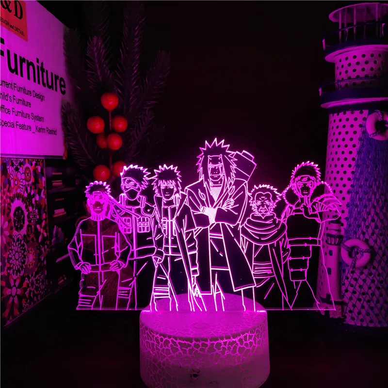 

Naruto Jiraiya Minato Hashirama Kakashi 3D Led ANIME LAMP Nightlights Color Changing Bandai Naruto Shippuden lampara For Gift