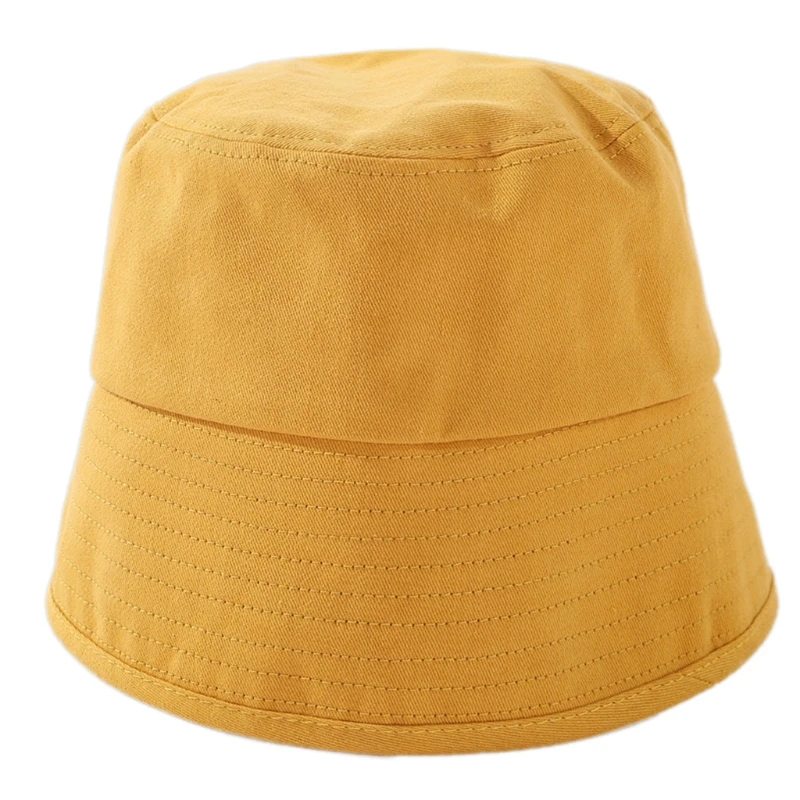 

Women Solid Color Cotton Dome Bucket Hat Back Split Wide Brimmed Fisherman Cap