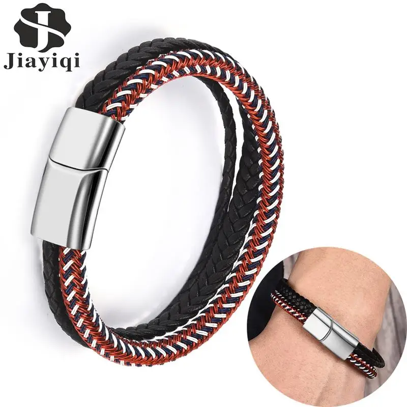 Многослойный Плетеный Кожаный Браслет трендовые мужские ювелирные изделия