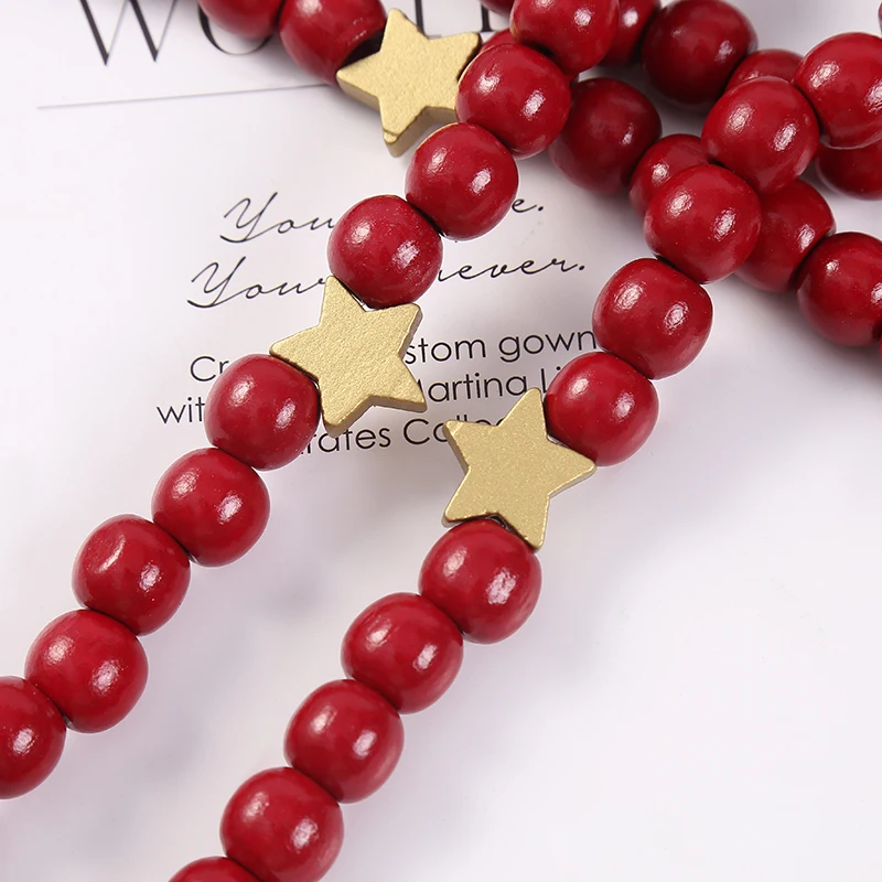 Новинка рождественские деревянные подвесные бусины круглые индивидуальные