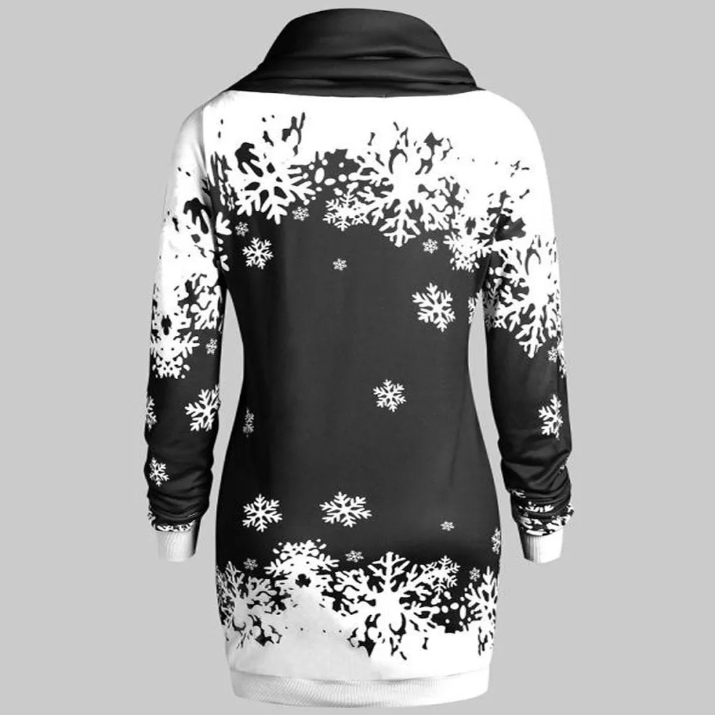 

Fashion Women Merry Christmas Snowflake Printed Tops Cowl Neck Sweatshirt Blouse Ropa De Mujer Nueva