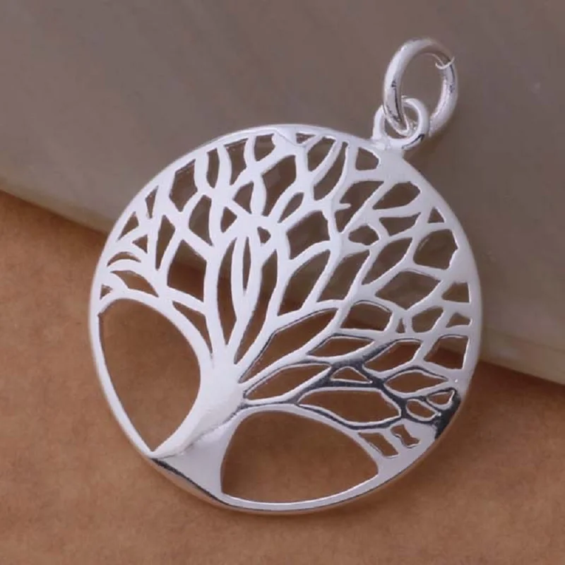 

925 Sterling Silver wishing Tree Chain Necklace Pendant For Women Wedding Engagement Fashion Jewelry