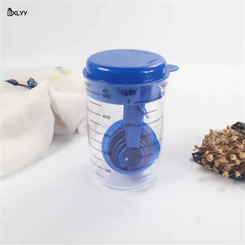 

New Plastic Kitchen Scales Baking Tools with Scale 500ml Measuring Cup + 6 Measuring Spoons Kitchen Gadget Sets Cooking Tools.8z
