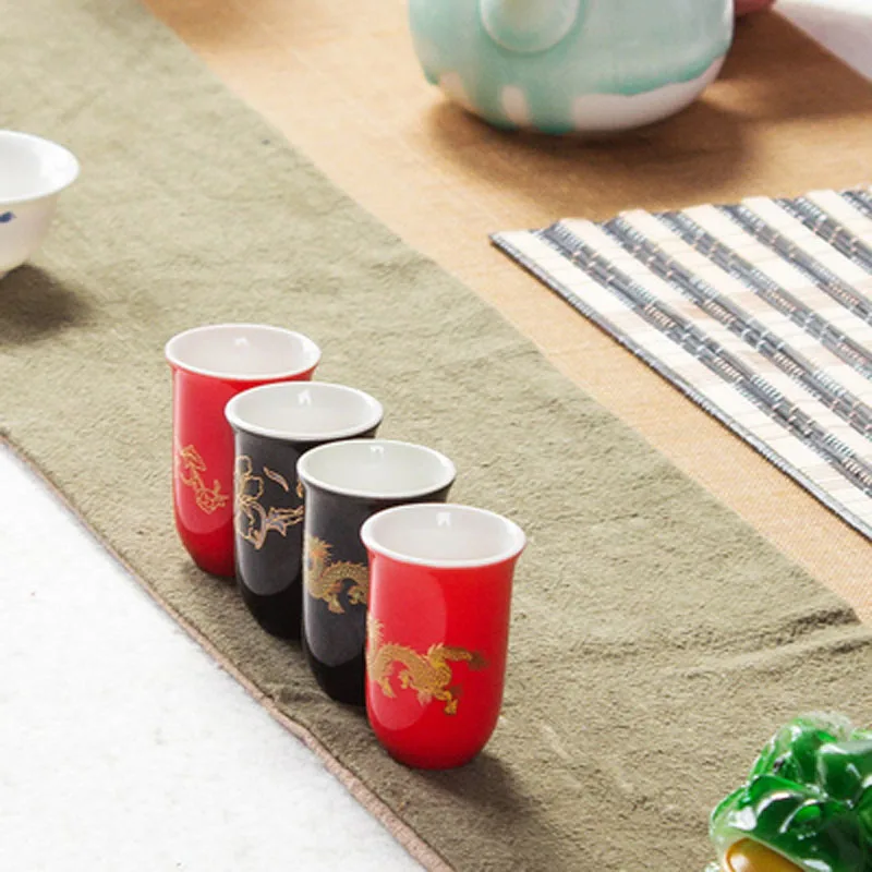 

Black Red 27 ml porcelain tea cup for wedding Chinese kungfu tea cups ceramic china cup of tea small size for Puer green tea