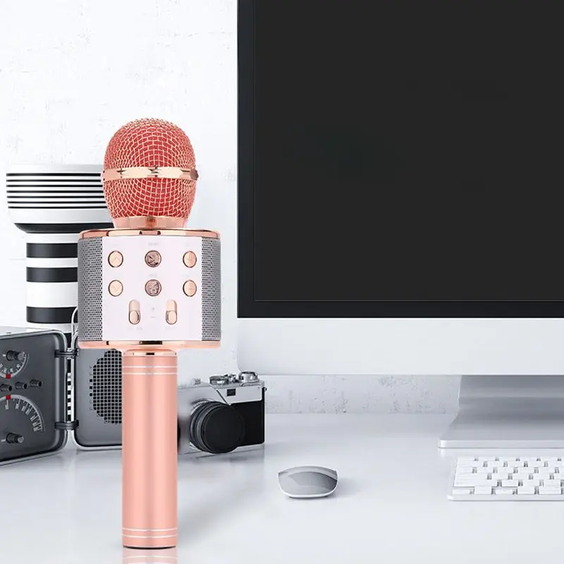 

WS-858 Wireless Bluetooth Karaoke Condenser Microphone Speaker Player KTV Music