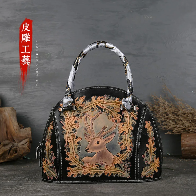 Step In the leather женская сумка Персонализированная тисненая кожаная сумочка с головой