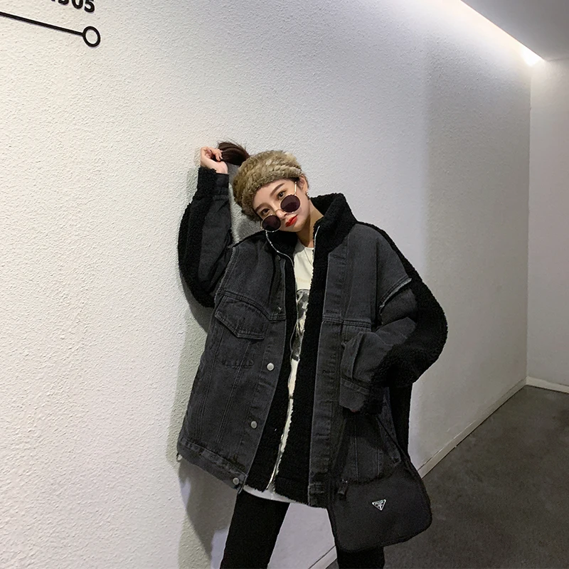 Новинка 2019 джинсовая куртка для женщин зимнее индивидуальное теплое пальто в