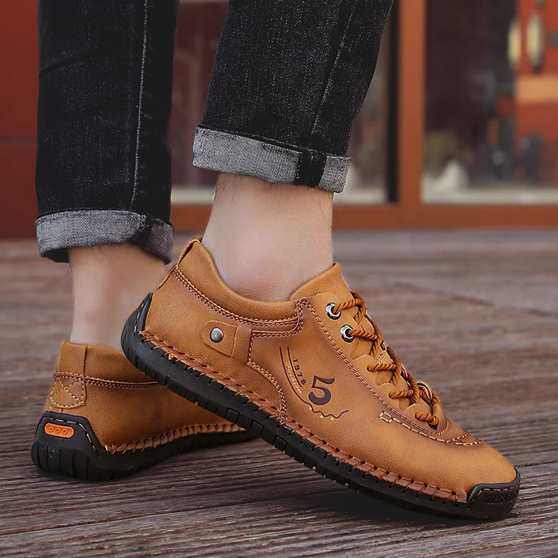 

Classic fashion men shoes Comfortable Men Casual Shoes lace up Quality Leather Shoes Men Flats Moccasins Shoes men big size 48