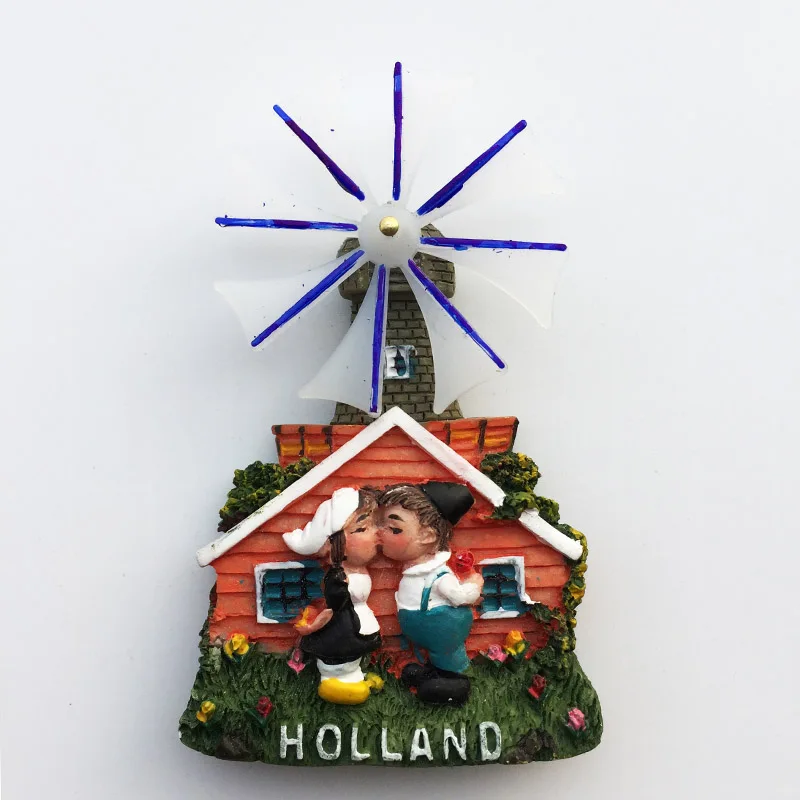 

QIQIPP Dutch creative tourist souvenir windmill couple magnetic sticker refrigerator sticker decoration collection companion