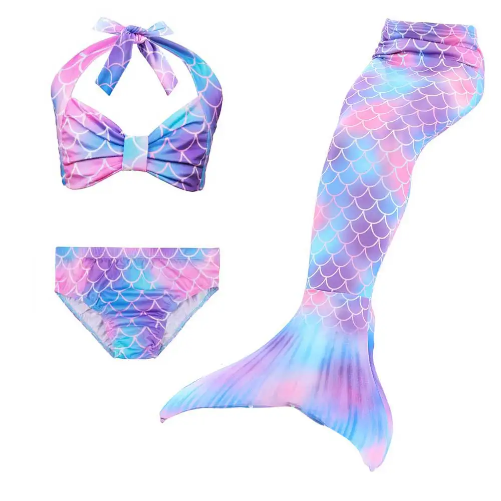 3pcs Set 5 Новое поступление, купальный костюм с хвостом русалки для девочек, детское купальное платье с хвостом русалки и купальный костюм для костюмированной вечеринки - Цвет: 3pcs Set 5