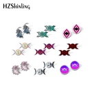 Новинка 2021, серьги-гвоздики в виде богини тройной Луны, искусственные эпоксидные бриллианты