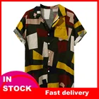 4 # летняя гавайская рубашка, Мужская Уличная одежда, топ с принтом на пуговицах, мужская рубашка в этническом стиле, свободная повседневная мужская одежда с коротким рукавом, рубашки