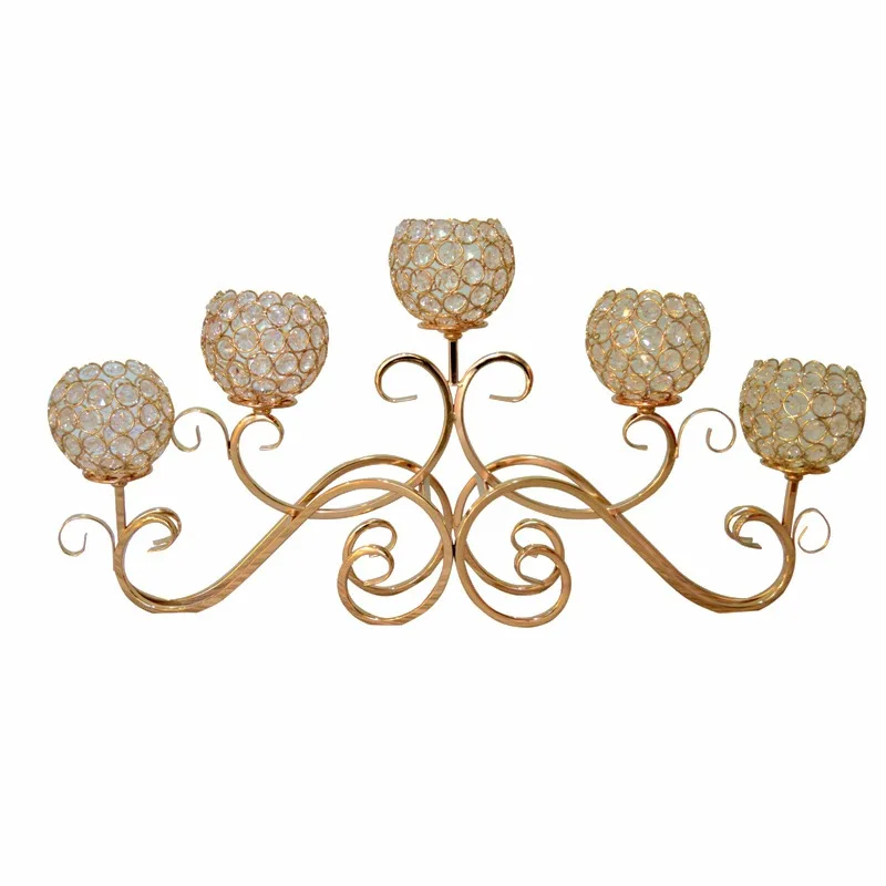 

Crystal Metal Candlestick Holder Hanukkah Menorah Gold European Candlestick Wedding Dekoracje Slubne House Decoration YD50ZT
