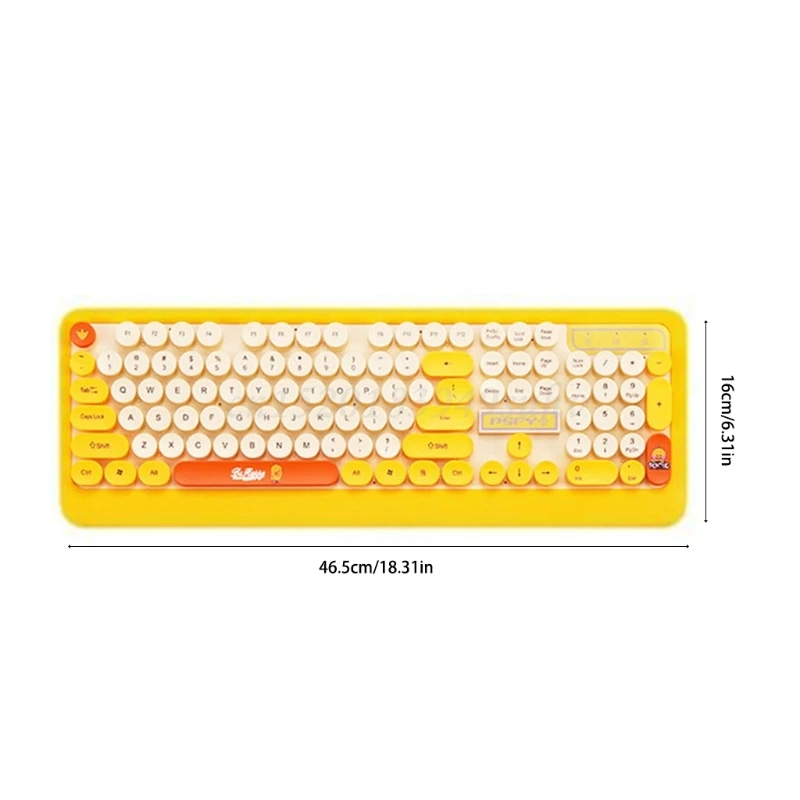 

Cute Cartoon Fashion Retro Round Keycap Wireless Keyboard Mouse USB Receiver Set for PC Computer Laptop