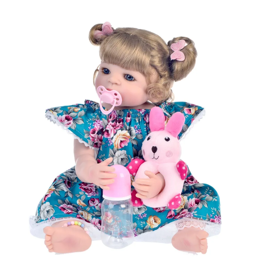 Новый дизайн полный силиконовые куклы Reborn Baby Boneca 22 дюйма 55 см Золотистые волосы