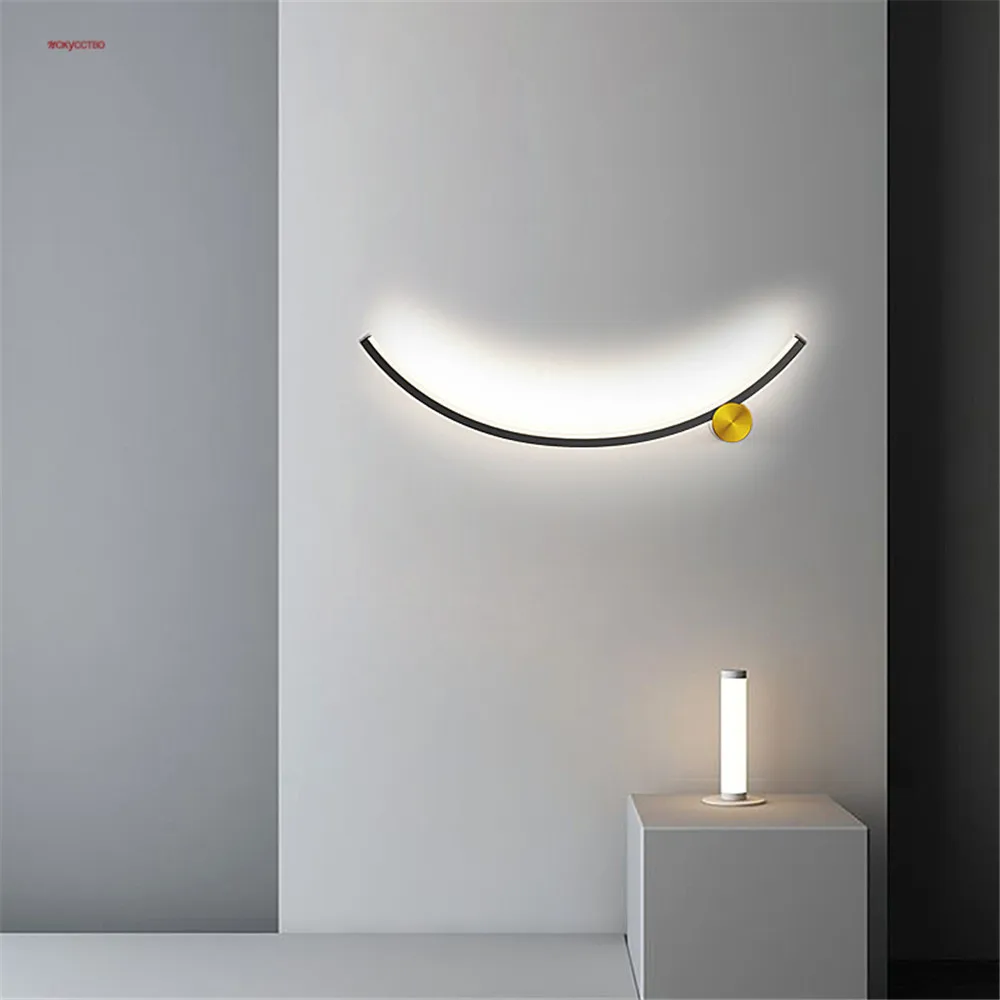 

Nordic Minimalism Curve Art Led Wall Lamp Study Stairs Living Room Decoration Modern Design Home Interior Night Lights Sconce