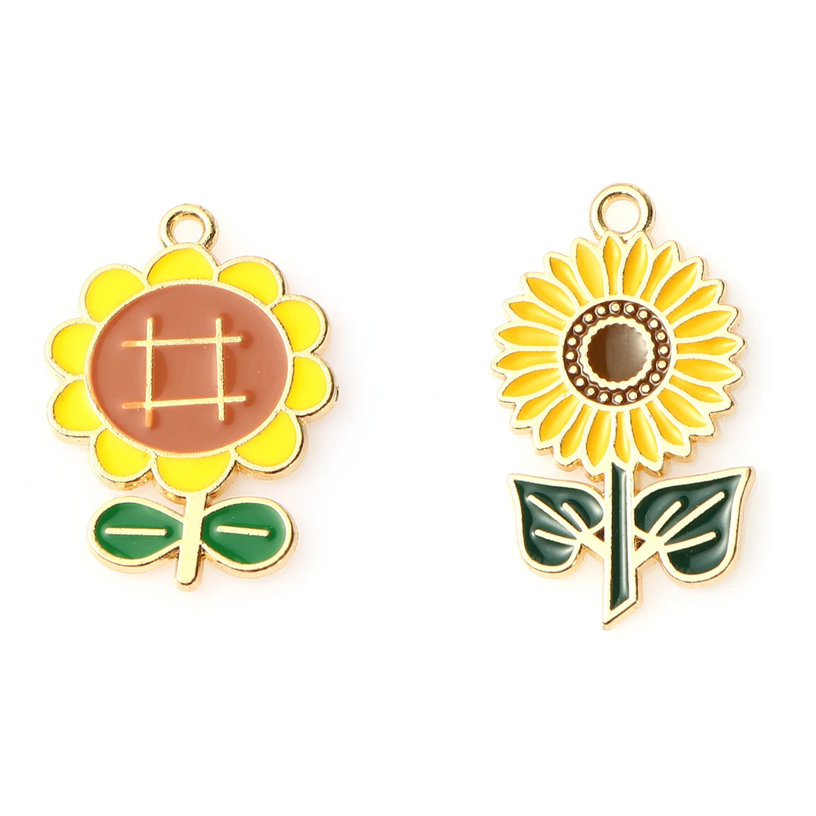

10PCs Classic Sunflower Style Charms Pendant For Jewelry DIY Making Warm Flower Enamel Handmade Earrings Pendant Necklace Supply
