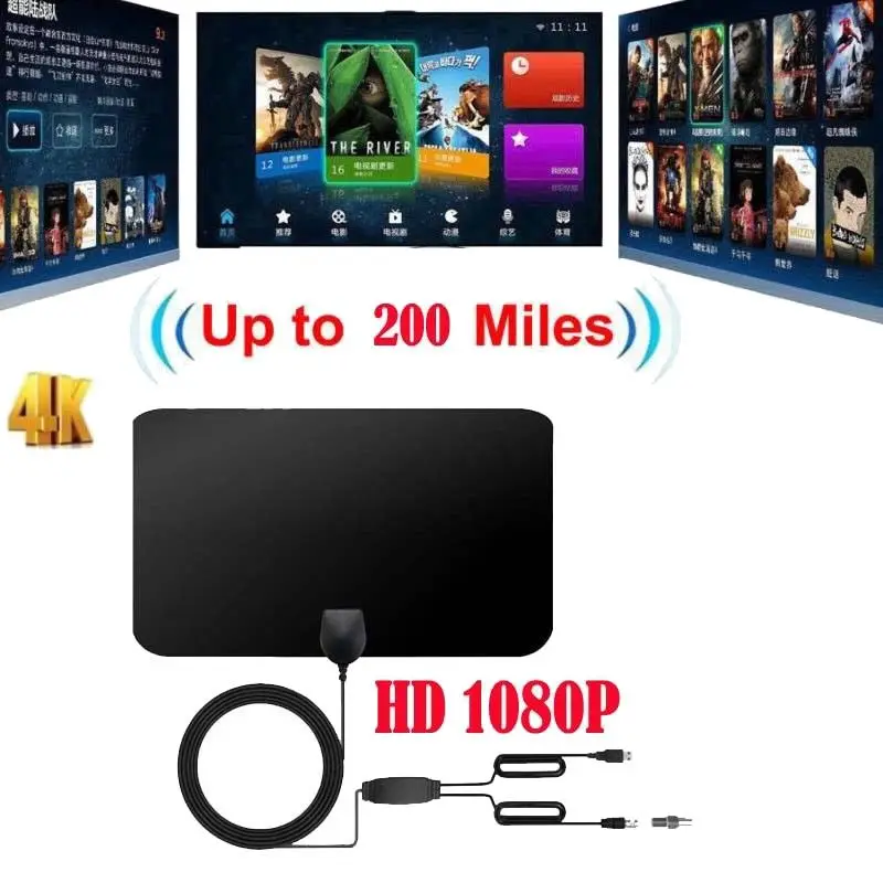 4K 25DB с высоким коэффициентом усиления HD tv DTV Box Цифровая ТВ антенна EU Plug 50 Miles