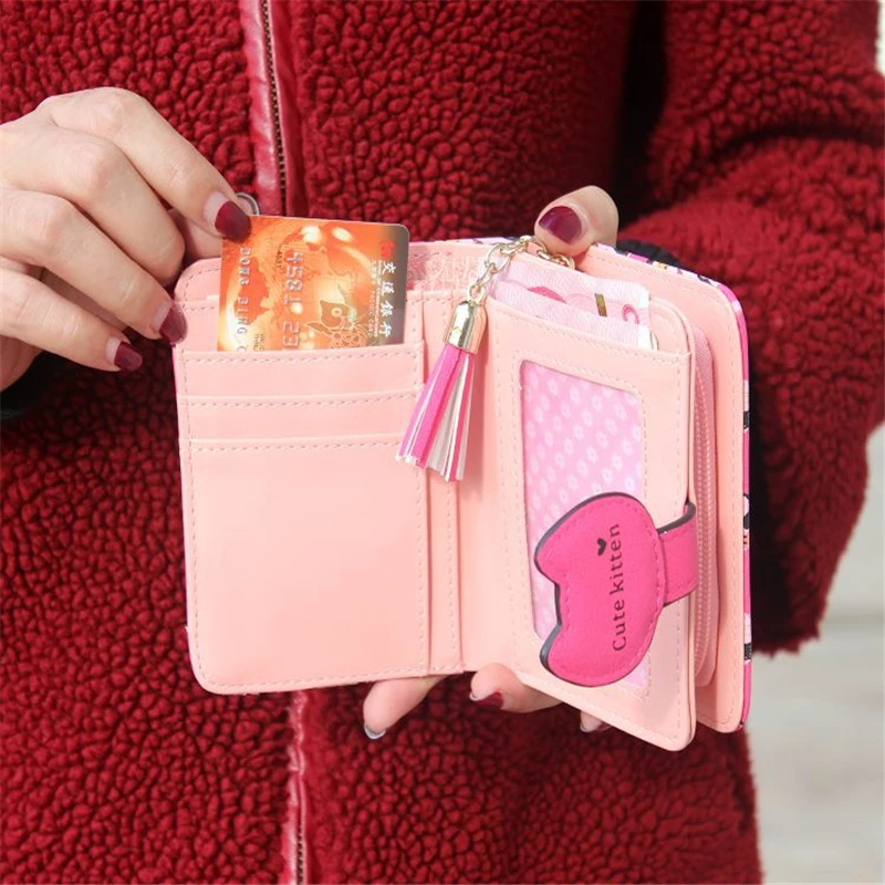 

Fashion Small Female Purse Short Purse Lady Letter Snap Fastener Zipper Short Clutch Wallet Card Holder Coin Money Women Wallet
