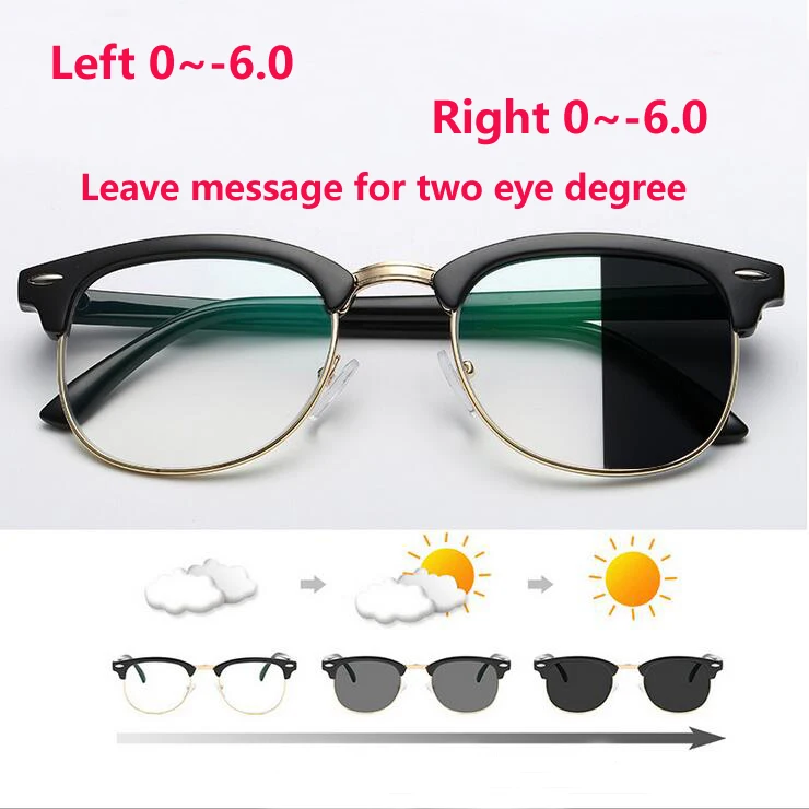 Custom Prescription Антибликовыми свойствами светильник фотохромные готовой близорукость очки светочувствительная Хамелеон анти-блики изменения Цвет линзы очки с диоптриями - Цвет оправы: Custom Prescription