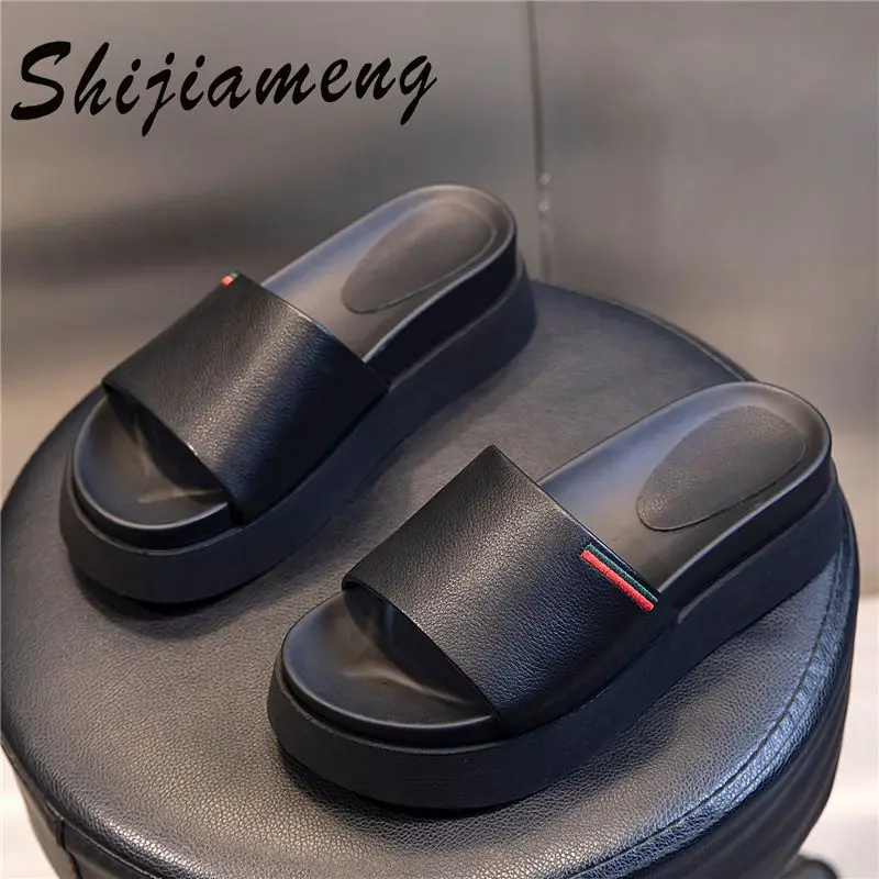 

Top leather sandals women 2021 new summer leather casual sandals women's large thick soled women's shoes small white shoes